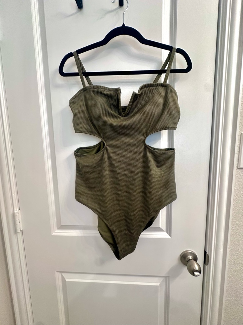 aerie Olive Cutout One-Piece Swimsuit